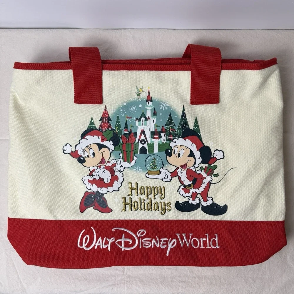 Disney Parks Mickey Mouse & Minnie Mouse Happy Holidays Tote Bag‎ 2025 NWOT